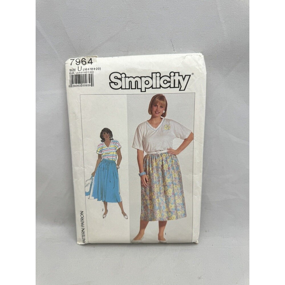 Simplicity 7964 Sewing Pattern Crafts Size 16 18 20 Skirt Two Lengths Knit Top